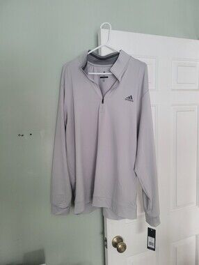 Adidas Men's 1/2 Zip Lightweight Pullover Streach Light Grey